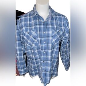 John Blair Blue Plaid Flannel Men's Shirt